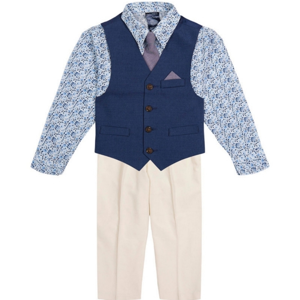 Nautica Size 4 Herringbone Twill Vest Set 5 Pieces
